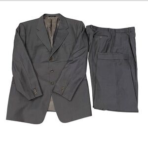 Armani Collezioni Gray Pleated Men’s Suit Jacket Pant 48L